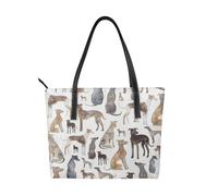 Hnnkloy Greyhound Whippet And Dog,PU Leather Handbag Large Capacity Tote Bag Women's Shoulder Bag for Work Travel