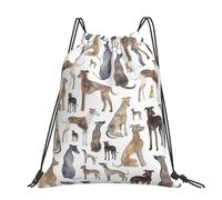 Hnnkloy Greyhounds Wippets And Lurcher Dogs, Drawstring Backpack Unisex Sport Gym Bag Casual Daypack Drawstring Sackpack