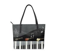 Hnnkloy Guitar Piano Pattern Print,PU Leather Handbag Large Capacity Tote Bag Women's Shoulder Bag for Work Travel