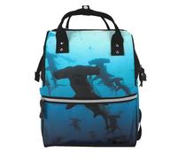 Hnnkloy Hammerhead Sharks Printed, Large Capacity Mummy Backpack Diaper Bag Travel Backpack for Outdoor