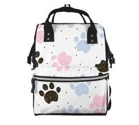 Hnnkloy Hand Drawn Colorful Dogs Paws, Large Capacity Mummy Backpack Diaper Bag Travel Backpack for Outdoor