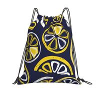 Hnnkloy Hand-drawn Lemon, Lemon Slices, Fruit Pattern, Drawstring Backpack Unisex Sport Gym Bag Casual Daypack Drawstring Sackpack