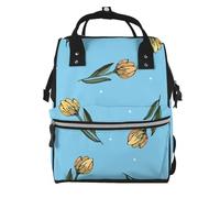 Hnnkloy Hand Drawn Yellow Tulips, Large Capacity Mummy Backpack Diaper Bag Travel Backpack for Outdoor