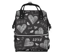 Hnnkloy Handwritten Hearts Words Love, Large Capacity Mummy Backpack Diaper Bag Travel Backpack for Outdoor