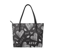 Hnnkloy Handwritten Hearts Words Love,PU Leather Handbag Large Capacity Tote Bag Women's Shoulder Bag for Work Travel