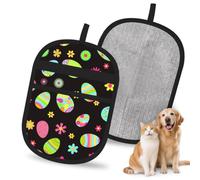 Hnnkloy Happy Easter Colorful Easter Eggs, 2 Pack Pet Hair Removal Gloves For Bed,Carpet,Clothes,Sofa,Static Grooming Glove For Dogs & Cats