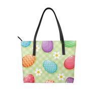 Hnnkloy Happy Easter Colorful Easter Eggs,PU Leather Handbag Large Capacity Tote Bag Women's Shoulder Bag for Work Travel