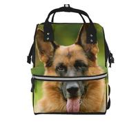 Hnnkloy Happy German Shepherd Printed, Large Capacity Mummy Backpack Diaper Bag Travel Backpack for Outdoor