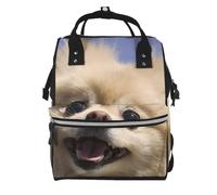 Hnnkloy Happy Pomeranian Printed, Large Capacity Mummy Backpack Diaper Bag Travel Backpack for Outdoor