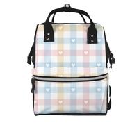 Hnnkloy Hearts In Pastel Blue Pink, Large Capacity Mummy Backpack Diaper Bag Travel Backpack for Outdoor