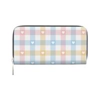 Hnnkloy Hearts in Pastel Blue Pink, PU Leather Wallets Large Capacity Clutch Wallet for Men Women