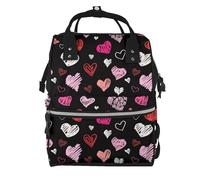 Hnnkloy Hearts Pink And Red Hearts, Large Capacity Mummy Backpack Diaper Bag Travel Backpack for Outdoor