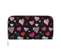 Hnnkloy Hearts Pink and Red Hearts, PU Leather Wallets Large Capacity Clutch Wallet for Men Women