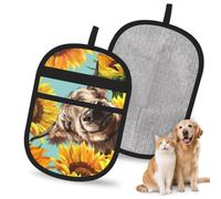 Hnnkloy Highl And Cow With Sunflowers, 2 Pack Pet Hair Removal Gloves For Bed,Carpet,Clothes,Sofa,Static Grooming Glove For Dogs & Cats