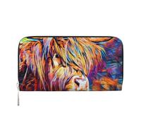 Hnnkloy Highland Cow Printed, PU Leather Wallets Large Capacity Clutch Wallet for Men Women