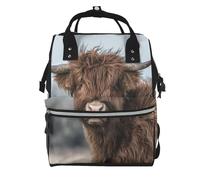 Hnnkloy Highland Cow Scottish Wildlife, Large Capacity Mummy Backpack Diaper Bag Travel Backpack for Outdoor