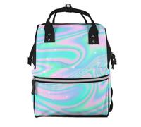 Hnnkloy Holographic Abstract Background In Pastel Neon, Large Capacity Mummy Backpack Diaper Bag Travel Backpack for Outdoor