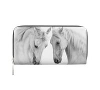 Hnnkloy Horse Pattern Animal White, PU Leather Wallets Large Capacity Clutch Wallet for Men Women