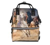 Hnnkloy Horse Running In The Desert, Large Capacity Mummy Backpack Diaper Bag Travel Backpack for Outdoor