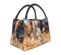 Hnnkloy Horse Running in The Desert, Portable Lunch Bag, Insulated Tote Bag Durable Lunch Box Reusable Cooler Bag