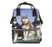 Hnnkloy Husky Huskie Dogs, Large Capacity Mummy Backpack Diaper Bag Travel Backpack for Outdoor