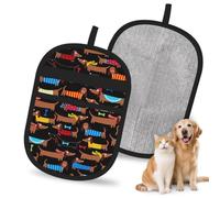 Hnnkloy I Love My Dog Dachshunds, 2 Pack Pet Hair Removal Gloves For Bed,Carpet,Clothes,Sofa,Static Grooming Glove For Dogs & Cats