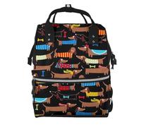 Hnnkloy I Love My Dog Dachshunds, Large Capacity Mummy Backpack Diaper Bag Travel Backpack for Outdoor