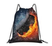 Hnnkloy Ice Hockey Fire, Drawstring Backpack Unisex Sport Gym Bag Casual Daypack Drawstring Sackpack