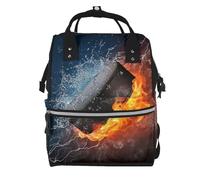 Hnnkloy Ice Hockey Fire, Large Capacity Mummy Backpack Diaper Bag Travel Backpack for Outdoor