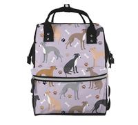 Hnnkloy Italian Greyhound Dog Bones And Paws, Large Capacity Mummy Backpack Diaper Bag Travel Backpack for Outdoor