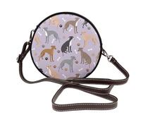 Hnnkloy Italian Greyhound Dog Bones And Paws, PU Leather Shoulder Bag, Round Crossbody Bag - Circle Purse for Women