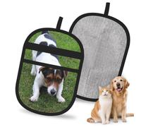Hnnkloy Jack Russell Dog, 2 Pack Pet Hair Removal Gloves For Bed,Carpet,Clothes,Sofa,Static Grooming Glove For Dogs & Cats