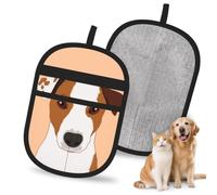 Hnnkloy Jack Russell Terrier Dog, 2 Pack Pet Hair Removal Gloves For Bed,Carpet,Clothes,Sofa,Static Grooming Glove For Dogs & Cats