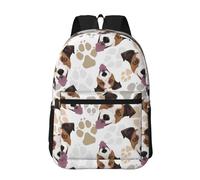 Hnnkloy Jack Russell Terrier Dog And Paws, 17 Inch Backpack With Pockets Casual Daypack Water Resistant School Bag