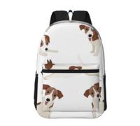 Hnnkloy Jack Russell Terrier Dog Pattern, 17 Inch Backpack With Pockets Casual Daypack Water Resistant School Bag