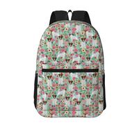 Hnnkloy Jack Russell Terrier Floral, 17 Inch Backpack With Pockets Casual Daypack Water Resistant School Bag