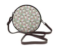 Hnnkloy Jack Russell Terrier Floral, PU Leather Shoulder Bag, Round Crossbody Bag - Circle Purse for Women