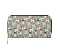 Hnnkloy Jack Russell Terrier Floral, PU Leather Wallets Large Capacity Clutch Wallet for Men Women