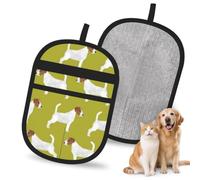 Hnnkloy Jack Russell Terrier Print, 2 Pack Pet Hair Removal Gloves For Bed,Carpet,Clothes,Sofa,Static Grooming Glove For Dogs & Cats
