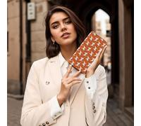 Hnnkloy Jack Russell Terriers Orange Cute Dog Jack Russells, PU Leather Wallets Large Capacity Clutch Wallet for Men Women