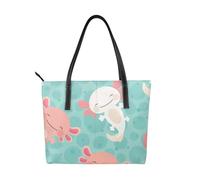 Hnnkloy Kawaii Baby Cute Axolotl,PU Leather Handbag Large Capacity Tote Bag Women's Shoulder Bag for Work Travel