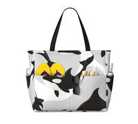 Hnnkloy Killer Whale Pattern Fish Pattern, Large Capacity Beach Bag Travel Shoulder Bag For Women - Waterproof Tote Handbag