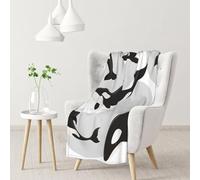 Hnnkloy Killer Whale Pattern Fish Pattern,Soft Blanket for Couch Sofa Bed Warm Anti-Pilling Flannel Plush Throw Blanket 76 X 102 cm