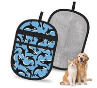 Hnnkloy Killer Whales Orca, 2 Pack Pet Hair Removal Gloves For Bed,Carpet,Clothes,Sofa,Static Grooming Glove For Dogs & Cats