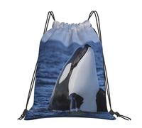 Hnnkloy Killer Whales Orca, Drawstring Backpack Unisex Sport Gym Bag Casual Daypack Drawstring Sackpack