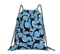 Hnnkloy Killer Whales Orca, Drawstring Backpack Unisex Sport Gym Bag Casual Daypack Drawstring Sackpack