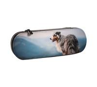 Hnnkloy Leather Pencil Case Organizer for Stationery Storage,Australian Shepherd Mountains Aussie Pets Dogs