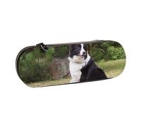 Hnnkloy Leather Pencil Case Organizer for Stationery Storage,Bad Dog Border Collie