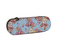 Hnnkloy Leather Pencil Case Organizer for Stationery Storage,Barn Owls and Magnolias