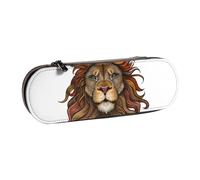 Hnnkloy Leather Pencil Case Organizer for Stationery Storage,Beautiful Lion Portrait